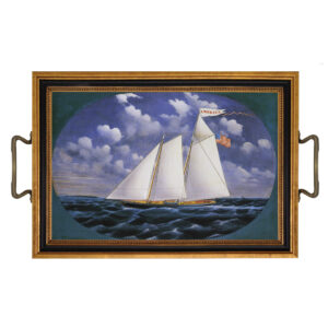 Trays & Barware Nautical Print of America Tray with Brass Handl ...