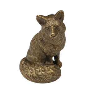 Lodge & Equestrian Decor Animals 2-1/2″ Antiqued Brass Sitting Fox Paperweight Tabletop Lodge Cabin Decor
