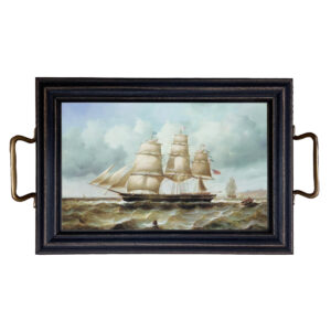 Nautical Nautical “Rowing Ashore” Decorative Tray with Brass Handles