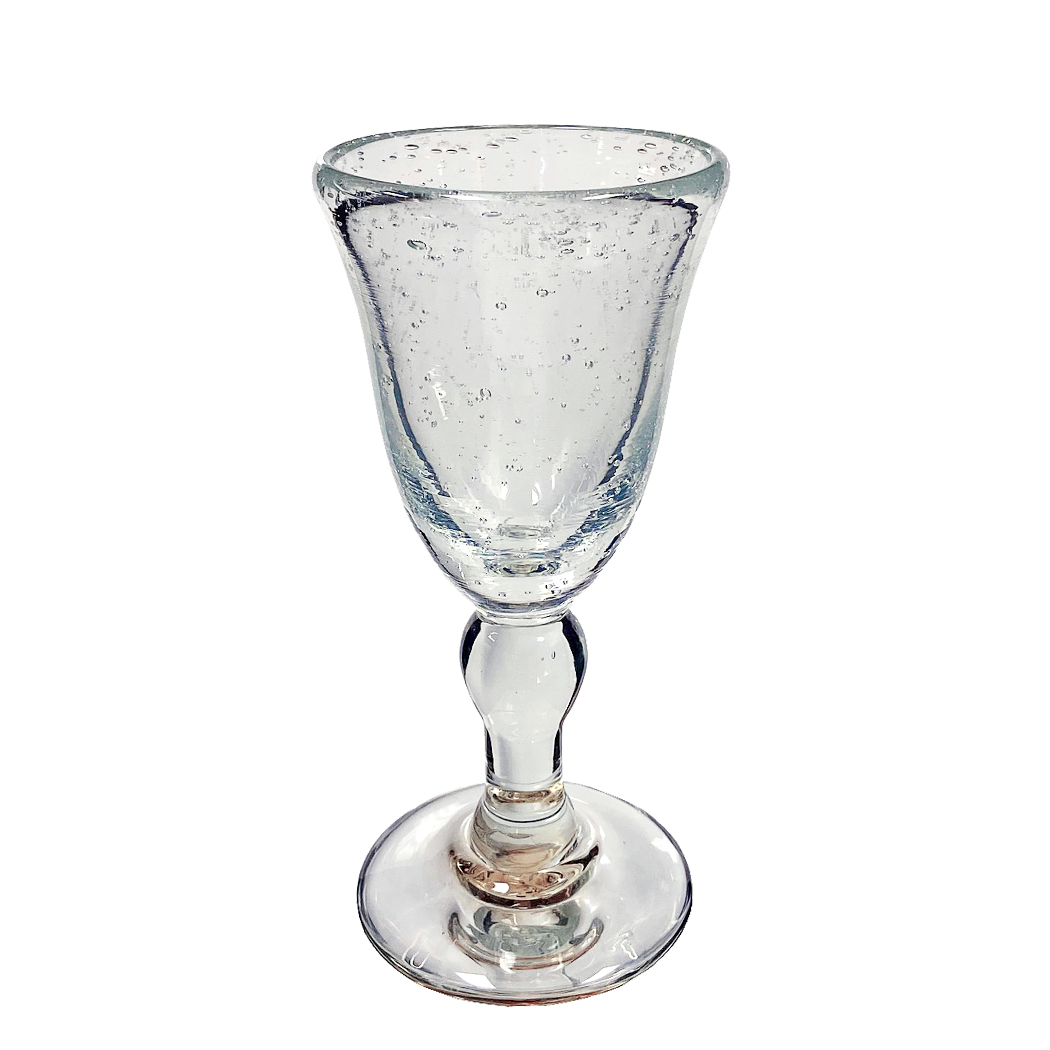 6-1/2 Hand-Blown Clear Thick Glass 5-oz. Baluster Wine Glass- Antique  Vintage Style