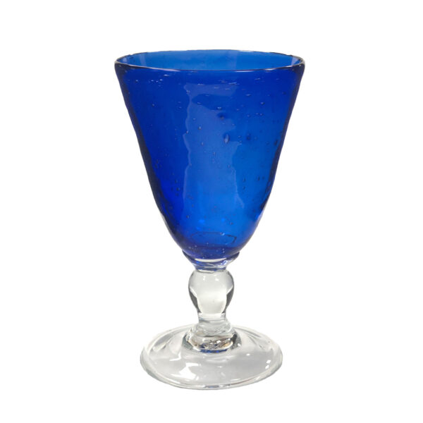 Glassware Early American 7″ Hand-Blown Cobalt Thick Glass 10-oz. Baluster Goblet- Antique Vintage Style