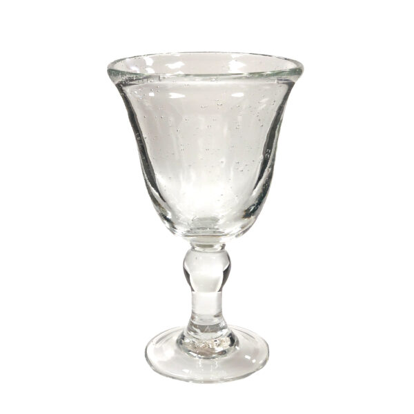 Glassware Early American 7″ Hand-blown Clear Thick Glass 10-oz. Baluster Goblet- Antique Vintage Style