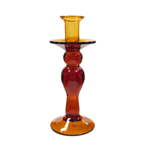Candles/Lighting Early American 8-1/2″ Hand Blown Amber Thick Glass Candlestick- Antique Vintage Style