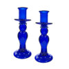 Candlesticks Early American 8-1/2″ Hand-Blown Cobalt Thick Glass Candlestick- Antique Vintage Style