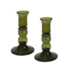 Candlesticks Early American 5-1/4″ Hand Blown Dark Green Thick Glass Candlestick- Antique Vintage Style