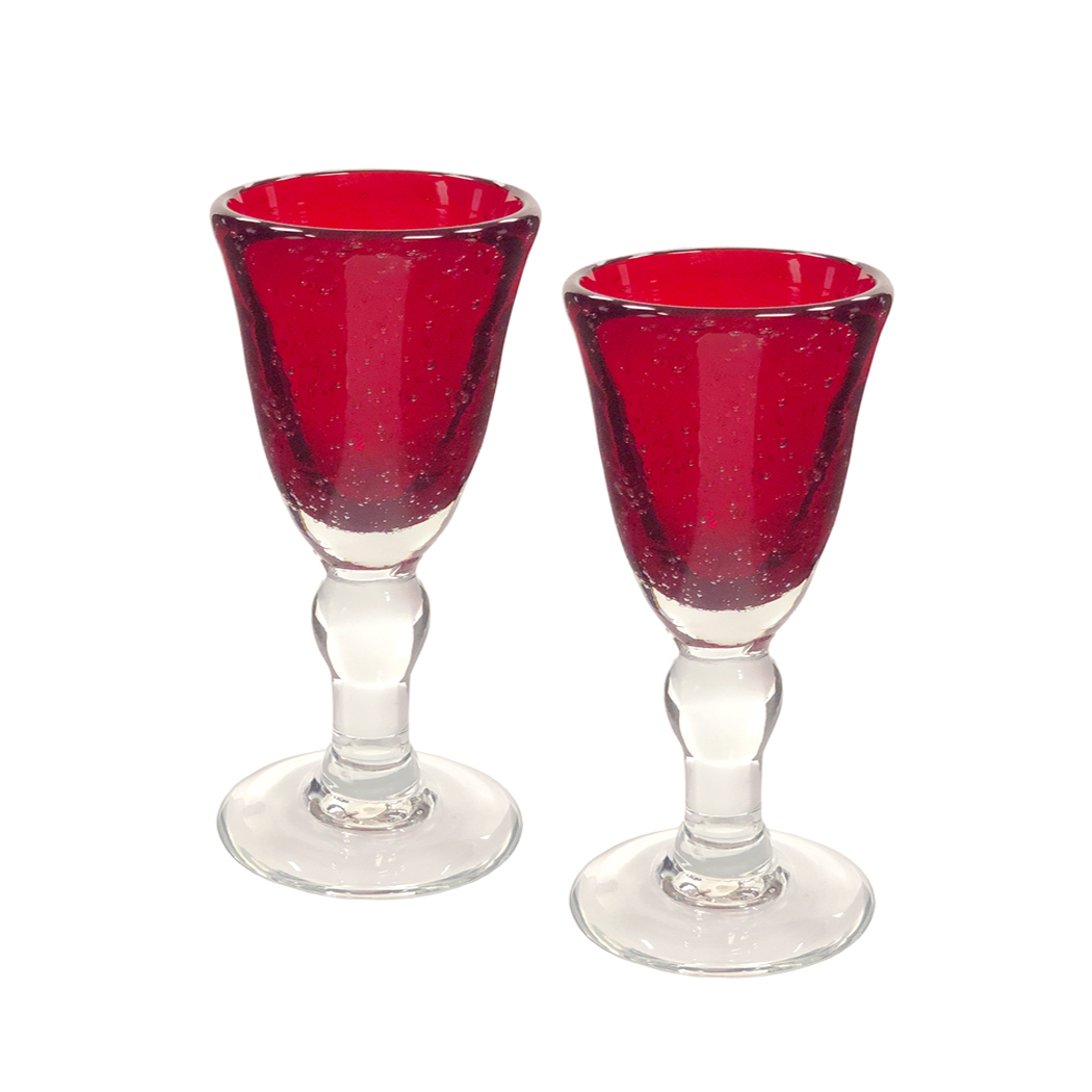 Glassware Early American 6-1/2″ Hand-Blown Red Thick Glas ...