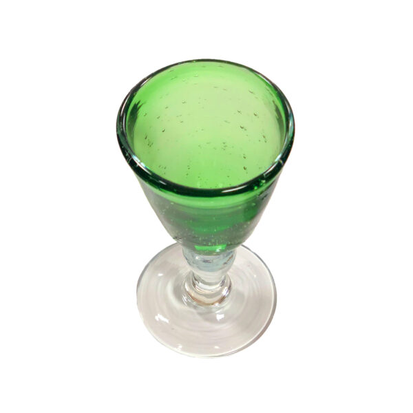Glassware Early American 6-1/2″ Hand Blown Green Thick Glass 5-oz. Baluster Wine Glass- Antique Vintage Style