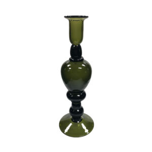 Candles/Lighting Early American 10-3/4″ Hand Blown Dark Green Th ...