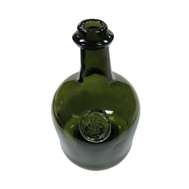 10" HandBlown Dark Green Thick Glass Wine Bottle Antique Vintage