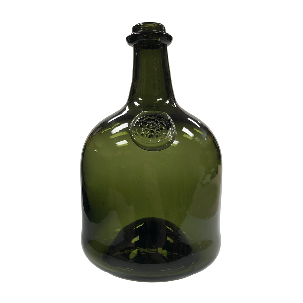 10" HandBlown Dark Green Thick Glass Wine Bottle Antique Vintage