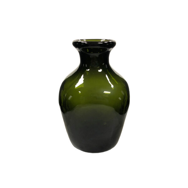 Bottles Early American 5-1/4″ Hand-Blown Dark Green Thick Glass Gin Bottle- Antique Reproduction
