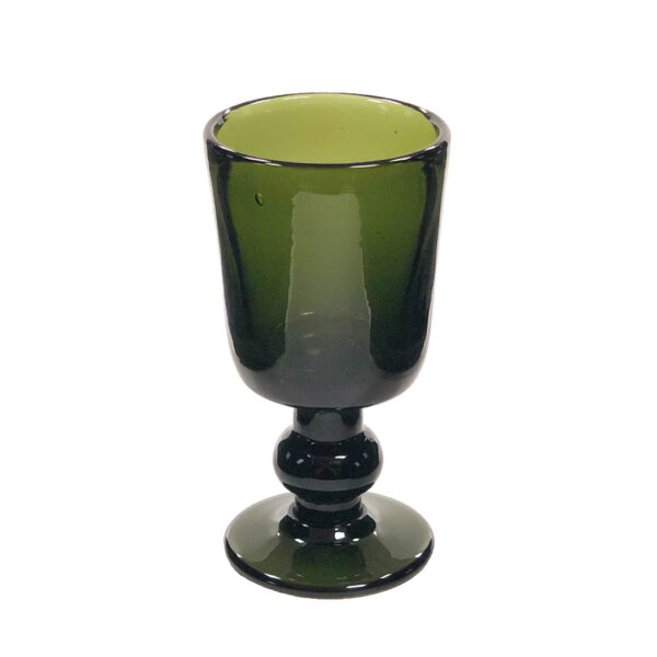 Glassware Early American 6″ Hand-Blown Dark Green Thick Glass Antique Reproduction Wine/Water Goblet