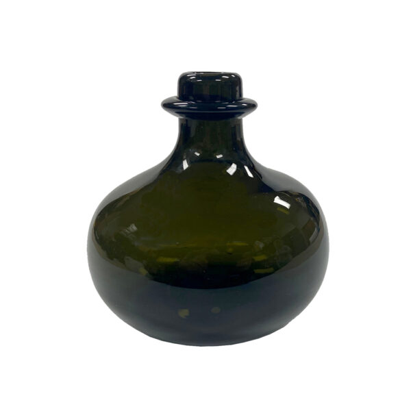 Bottles Early American 5″ Hand-Blown Dark Green Thick Glass Small Onion Bottle- Antique Reproduction