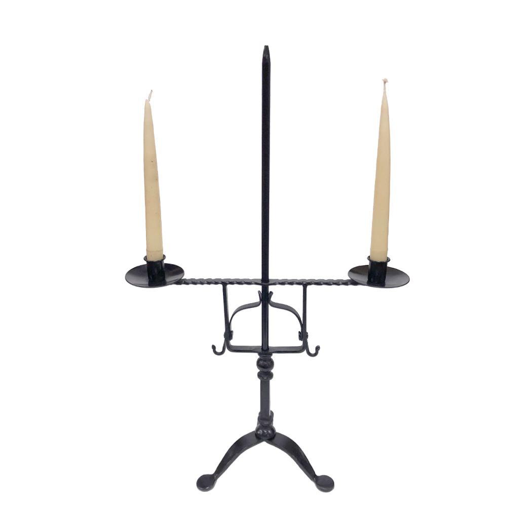 23" Adjustable Wrought Iron Double Candle Holder Antique Vintage Style