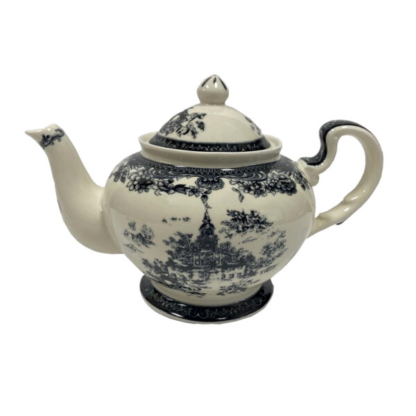 Teaware Teaware 16″ Virginia Black and White Transferware Porcelain Tea Set with Tray – Antique Vintage Style