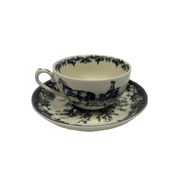 Teaware Teaware 16″ Virginia Black and White Transferware Porcelain Tea Set with Tray – Antique Vintage Style