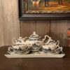 Tea Sets Teaware 16″ Virginia Black and White Transferware Porcelain Tea Set with Tray – Antique Vintage Style