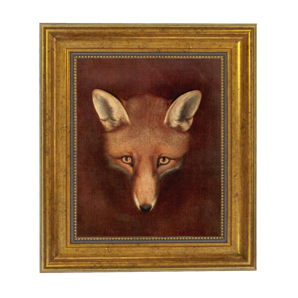 Equestrian Paintings Fox Head by Reinagle Framed Oil Painting Print on Canvas in Antiqued Gold Frame