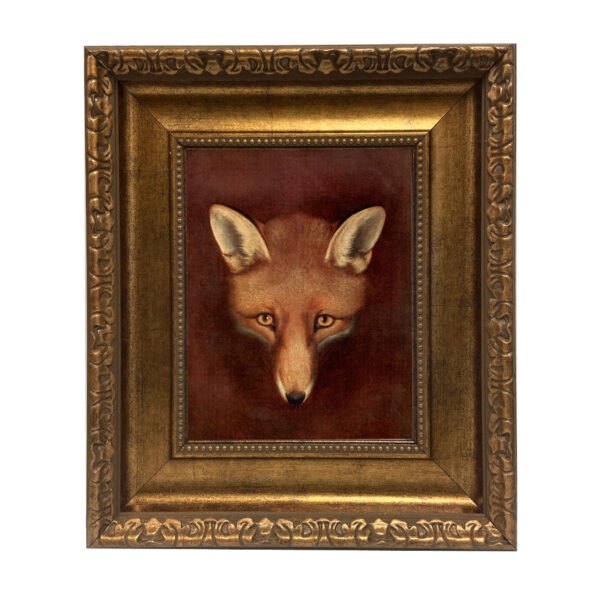 Equestrian Paintings Equestrian Fox Head by Reinagle Framed Oil Painting Print on Canvas in Antiqued Gold Frame. Painting is 8×10″ and framed to 14 x 16″.