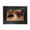 Farm/Pastoral Dogs Motherless Lamb with Dog Framed Oil Painting Print on Canvas in Distressed Black Wood Frame