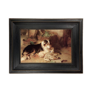 Dogs/Cats Dogs Motherless Lamb with Dog Framed Oil Pa ...