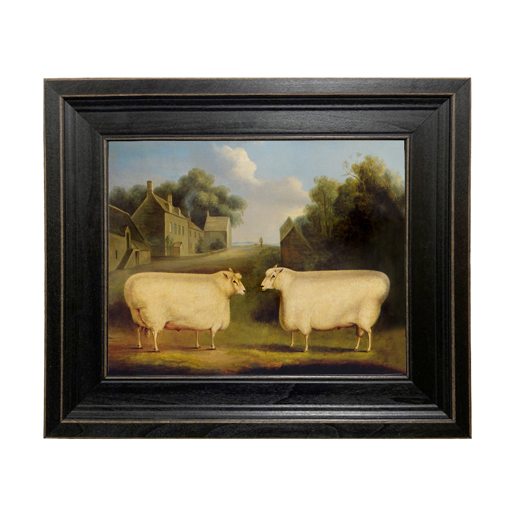 Farm/Pastoral Barnyard Two Sheep Framed Oil Painting Print on ...