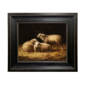 Farm/Pastoral Farm Sheep in Hay Framed Oil Painting Print ...