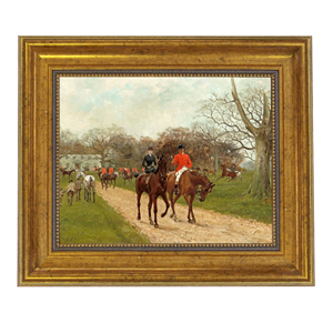 Equestrian Paintings Equestrian Setting Off Framed Oil Painting Print on Canvas in Antiqued Gold Frame. An 8 x 10″ framed to 11-1/2 x 13-1/2″.