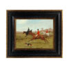 Equestrian/Fox Equestrian The Chase Fox Hunting Framed Oil Painting Print Reproduction On Canvas in Antiqued Black Textured Frame