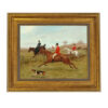 Equestrian Paintings The Chase Fox Hunting Framed Oil Painting Print Reproduction On Canvas in Antiqued Frame