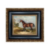 Equestrian Paintings Portrait of Sultan in Landscape Framed Oil Painting Print on Canvas in Black and Antiqued Gold Frame