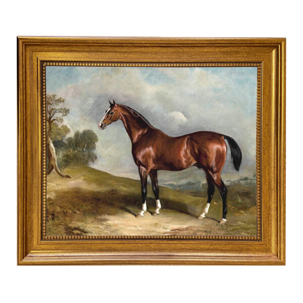 Equestrian Paintings Portrait of Sultan in Landscape Oil Painting Print on Canvas in Antiqued Gold Frame