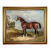Equestrian Paintings Portrait of Sultan in Landscape Oil Painting Print on Canvas in Antiqued Gold Frame