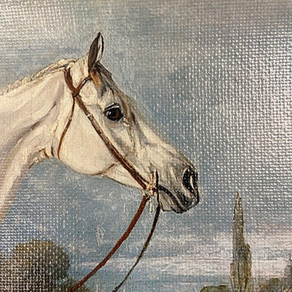 Equestrian/Fox Equestrian Leed’s Grey Hunter Equestrian Framed Oil Painting Print on Canvas