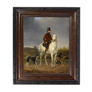 Cabin/Lodge Dogs Hunting with Greyhounds Framed Oil Pai ...