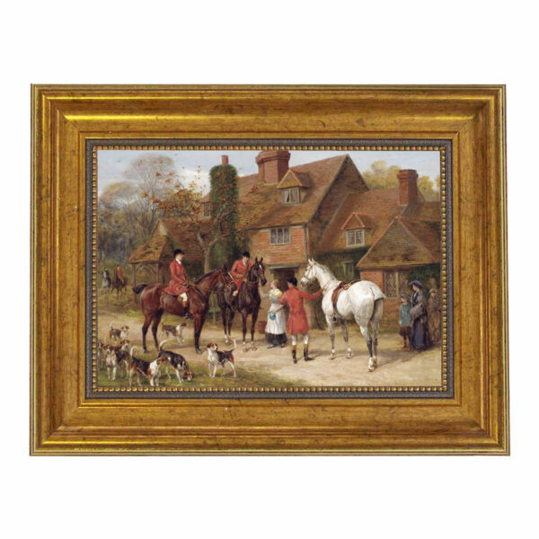 Equestrian Paintings Equestrian The Stirrup Cup by Heywood Hardy Framed Oil Painting Print on Canvas in Antiqued Gold Frame. A 7 x 10 framed to 10-1/2 x 13-1/2.