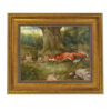 Equestrian/Fox Equestrian Fox Hunting Rabbits by J.A. Wheeler Framed Oil Painting Print on Canvas in Antiqued Gold Frame