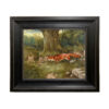 Equestrian Paintings Fox Hunting Rabbits by J.A. Wheeler Framed Oil Painting Print on Canvas in Distressed Black Wood Frame