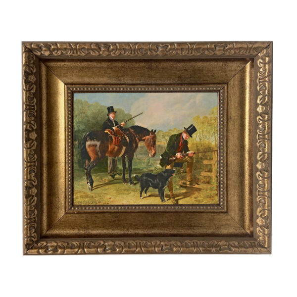 Equestrian Paintings Equestrian October by Alfred Corbould Framed Oil Painting Print on Canvas in Antiqued Gold Frame. An 8″x10″ and framed to 14″ x 16″.