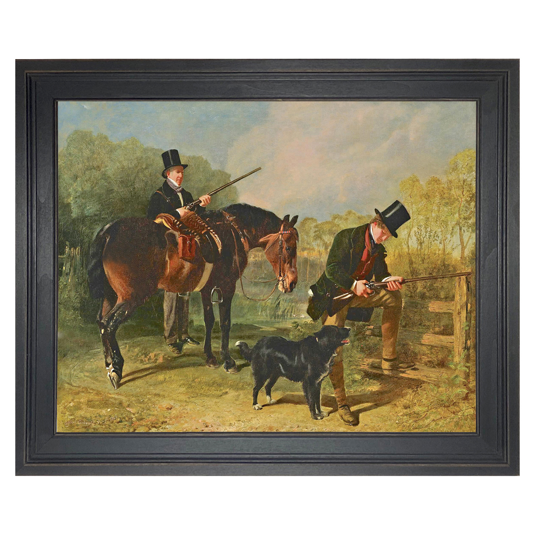 Cabin/Lodge Dogs October by Alfred Corbould Framed Oil Painting Print on Canvas
