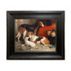 Sporting and Lodge Paintings A Couple of Foxhounds with a Terrier, the Property of Lord Henry Bentinck by William Barraud Framed Oil Painting Print on Canvas in Distressed Black Wood Frame