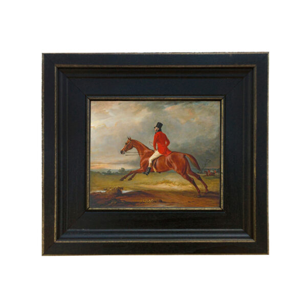 Equestrian Paintings Equestrian Major Healey Wearing Raby Hunt Uniform by John Ferneley Framed Oil Painting Print on Canvas in Distressed Black Wood Frame. A 5″ x 6″ framed to 8-1/2″ x 9-1/2″.