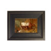 Farm and Pastoral Paintings A Cow and Her Calf in Stable Interior with Ducks by Herring Framed Oil Painting Print on Canvas in Distressed Black Wood Frame