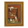 Farm and Pastoral Paintings Musical Kittens; A New Hiding Place by Jules Leroy Framed Oil Painting Print on Canvas in Antiqued Gold Frame