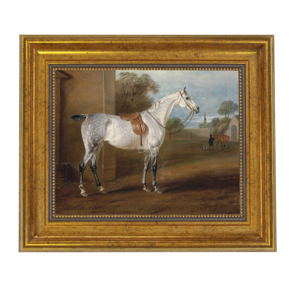 Equestrian Paintings Leed’s Grey Hunter Framed Oil Painting Print on Canvas in Antiqued Gold Frame