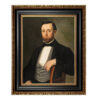 Portrait and Primitive Paintings Early Victorian Gentleman Framed Oil Painting Print on Canvas in Black and Antiqued Gold Frame