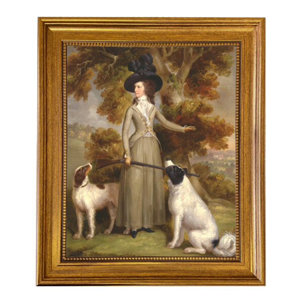 Dogs/Cats Dogs The Countess of Effingham Lady Hunter with Dogs Framed Oil Painting Print on Canvas