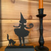 Holiday Silho Halloween 7″ Witch with Pumpkin Standing Wood Silhouette with Base