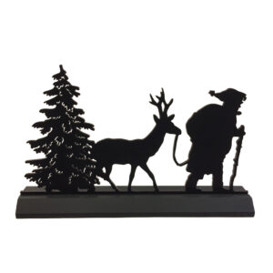 Christmas Decor Christmas 7″ Standing Wooden “Santa Claus with Reindeer” Silhouette Christmas Tabletop Ornament Sculpture Decoration
