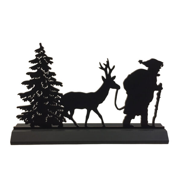 Holiday Silho Christmas 7″ Standing Wooden “Santa Claus with Reindeer” Silhouette Christmas Tabletop Ornament Sculpture Decoration